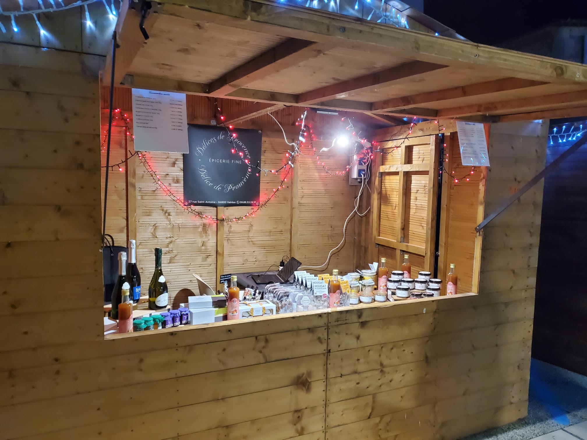 Stand Délices de Provence au marché de Noël de Valréas